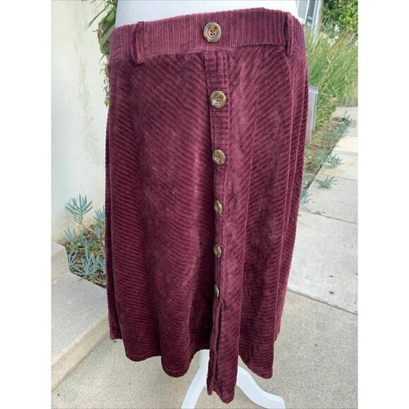 Studio Jpr Womens New Solid Purple Mahogany Velvet Midi Skirt Large - Picture 1 of 7